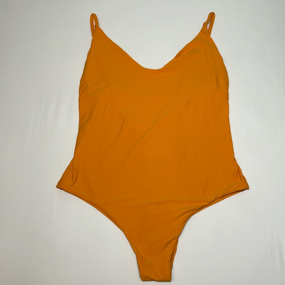 Mustard Yellow One Piece Swimsuit Low Back Size Extra Large